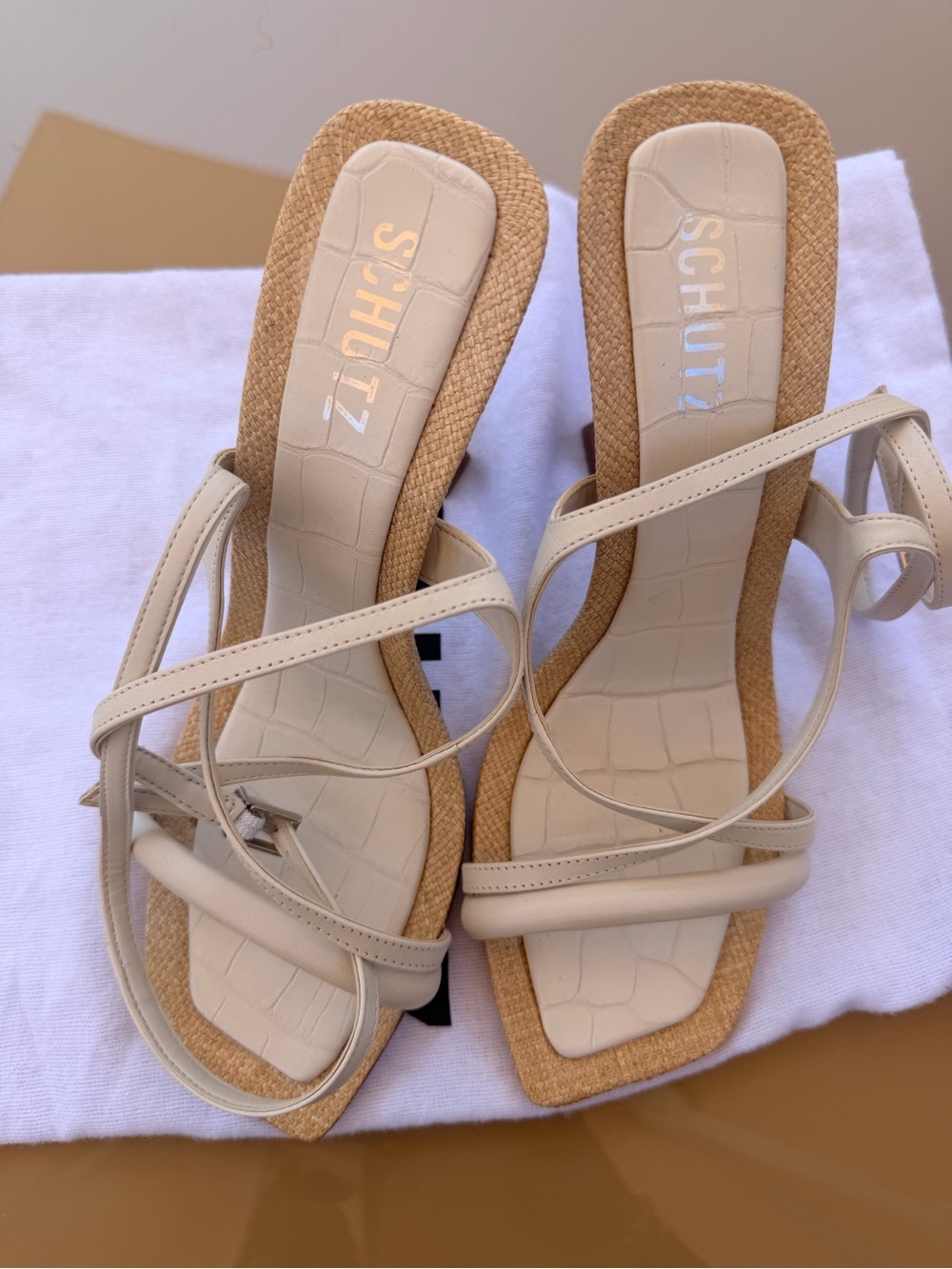 SCHUTZ Cream Strappy Nakia Ankle-Strap Sandal - Picture 10 of 10